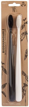 Zahnbrsten aus Mais - Schwarz & Wei - Soft - 2 Stk