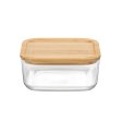 Glas-Aufbewahrungsbox mit Bambusdeckel - 15x15 cm