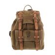 Lederrucksack mit Kordelzug - Olive